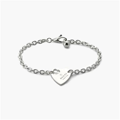 gucci trademark sterling silver heart bracelet|guccighost chain bracelet in silver.